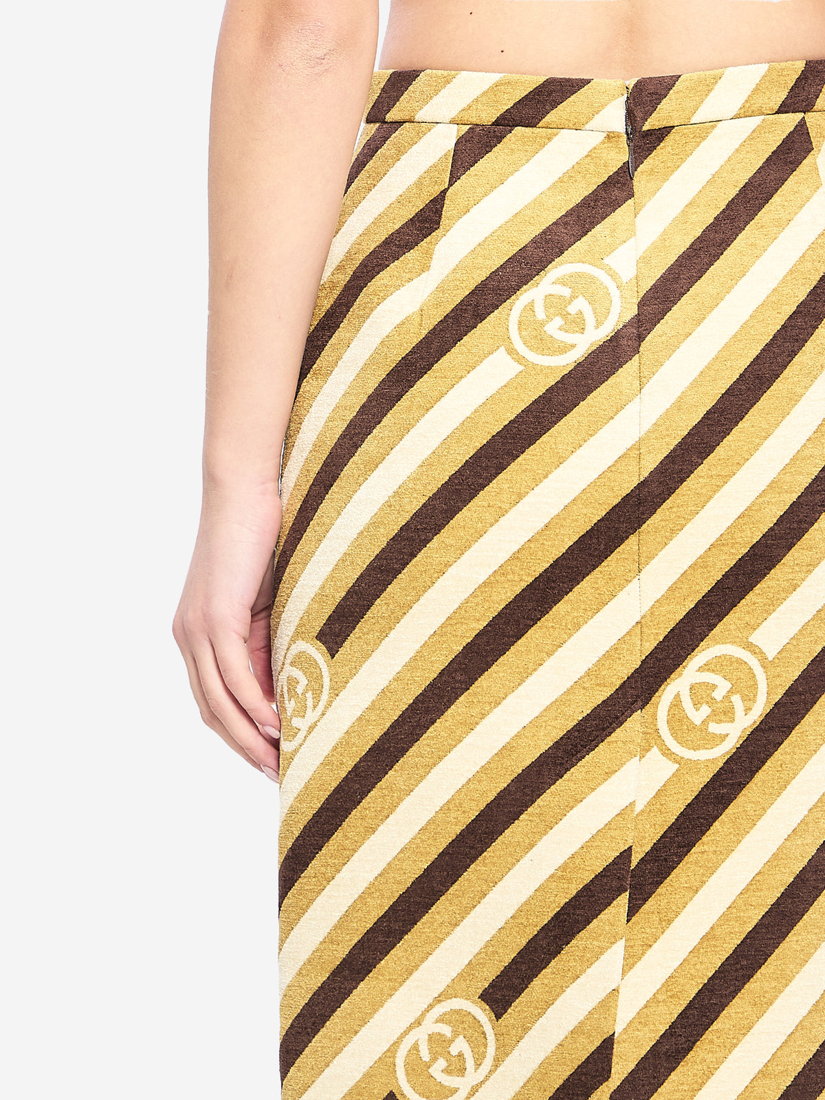 Gucci Women's Diagonal GG Longuette Skirt in Brown