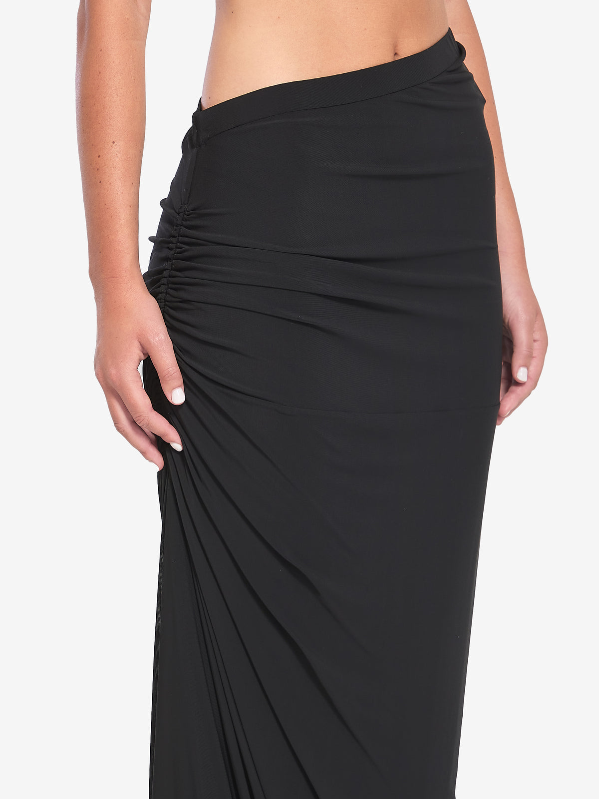 Alaia Women's Maxi Draped Jersey Dress in Black