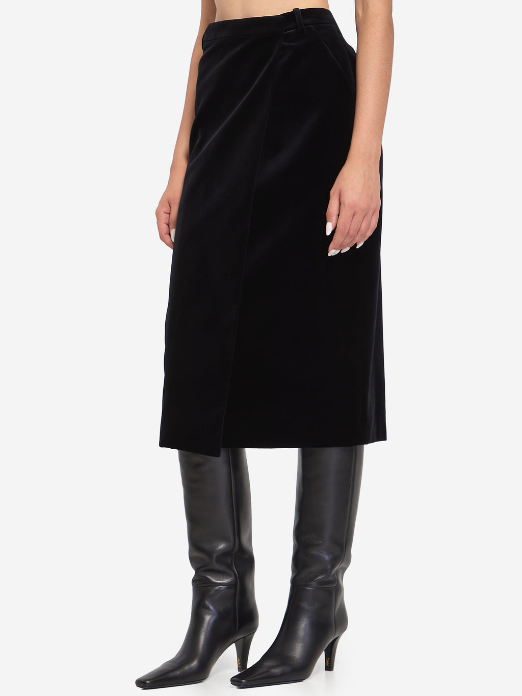 Saint Laurent Women's Wrap Skirt in Velvet in Black
