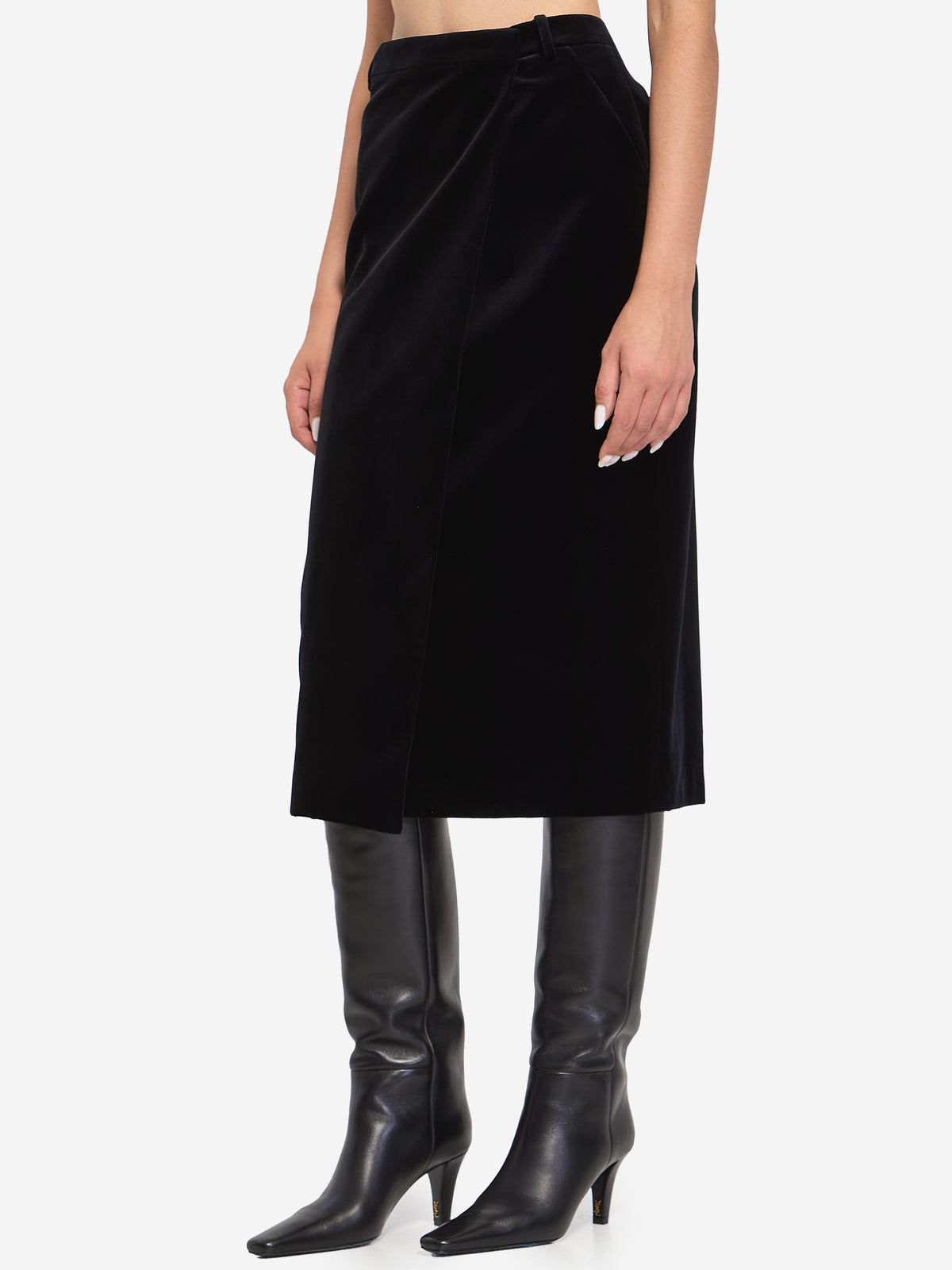 Saint Laurent Women's Wrap Skirt in Velvet in Black