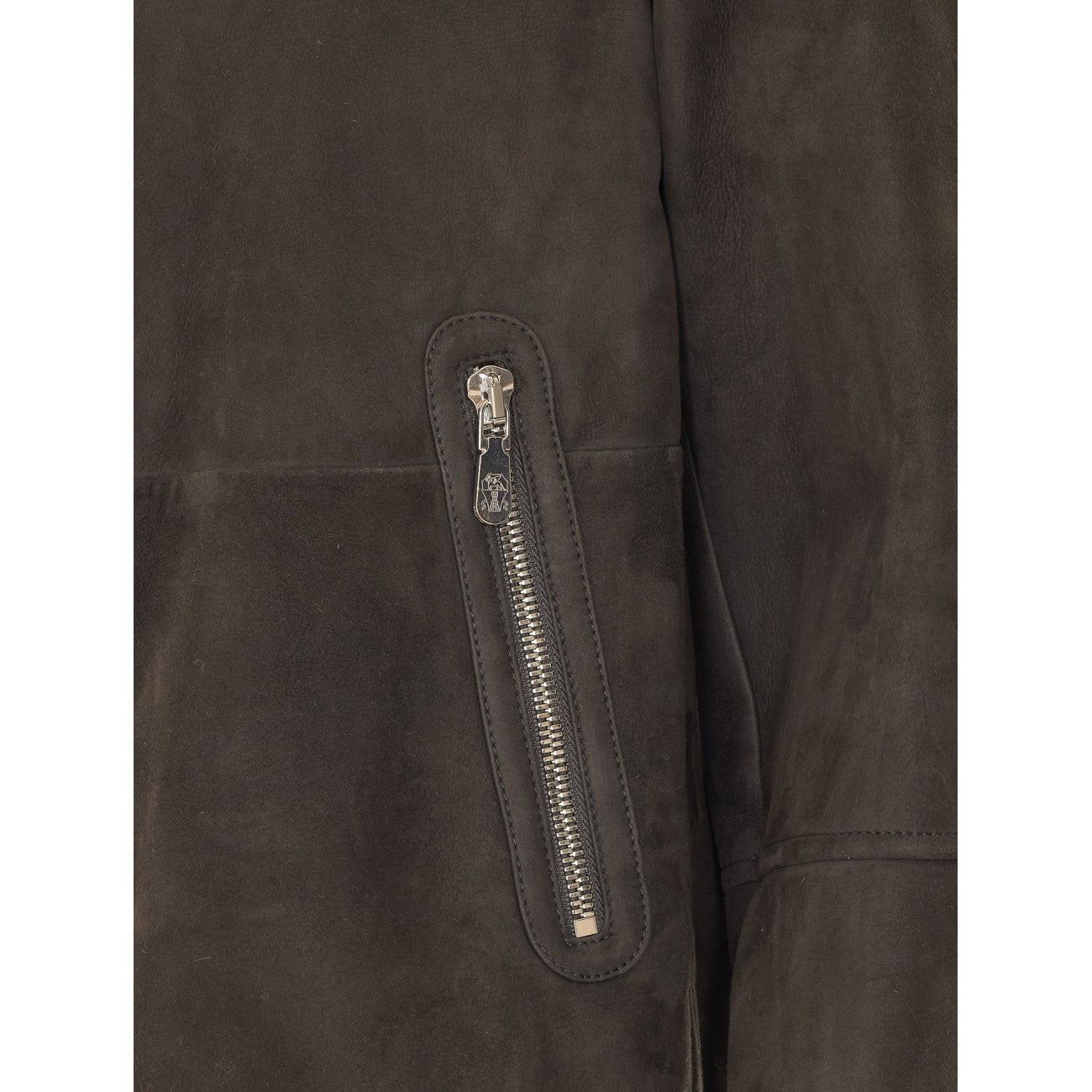 Brunello Cucinelli Men's Leather Jacket in Grey