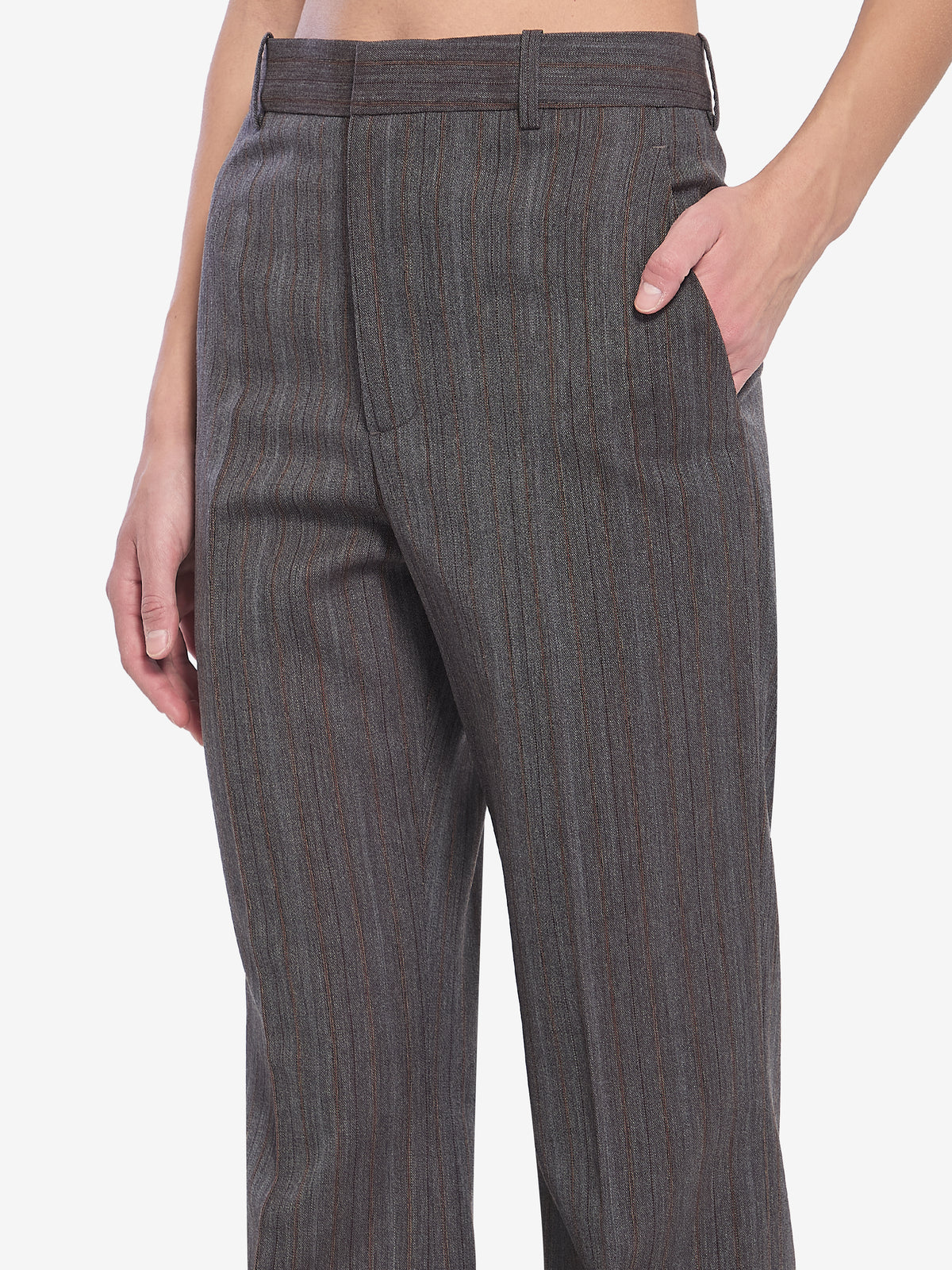Bottega Veneta Women's Wool Trousers with Thin in Grey