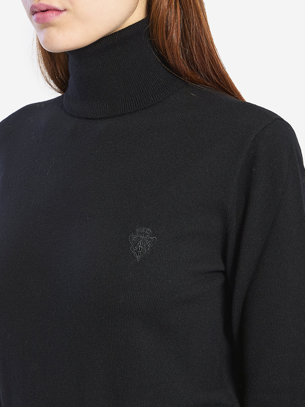 Gucci Women's Embroidered Wool Turtleneck in Black