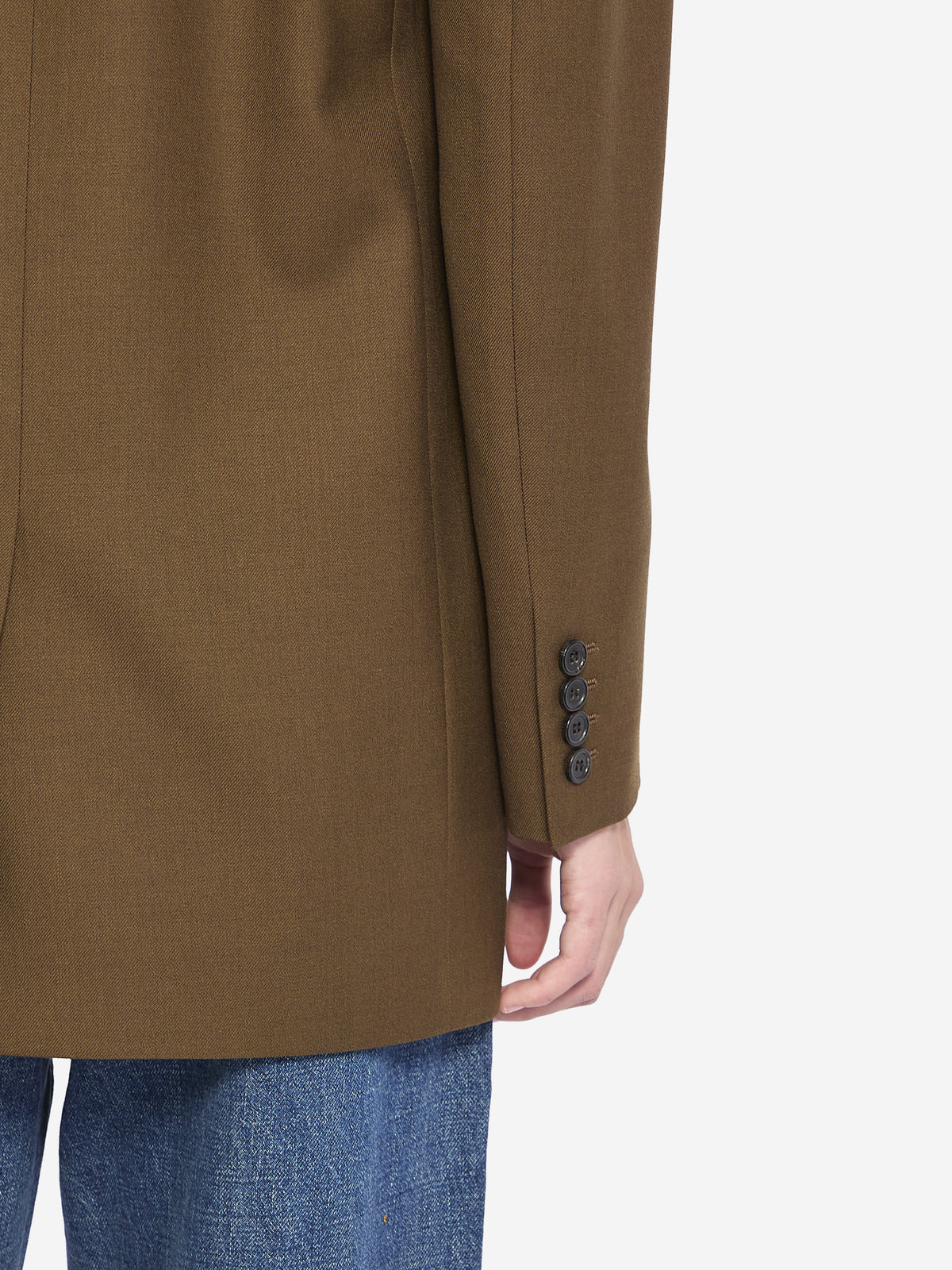 Saint Laurent Women's Khaki Wool Jacket in Green