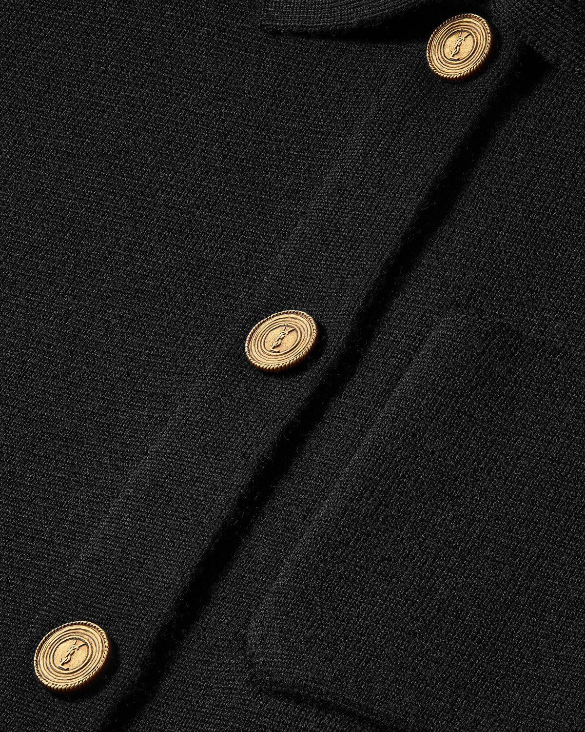 Saint Laurent Women's Polo Cardigan in Wool in Black