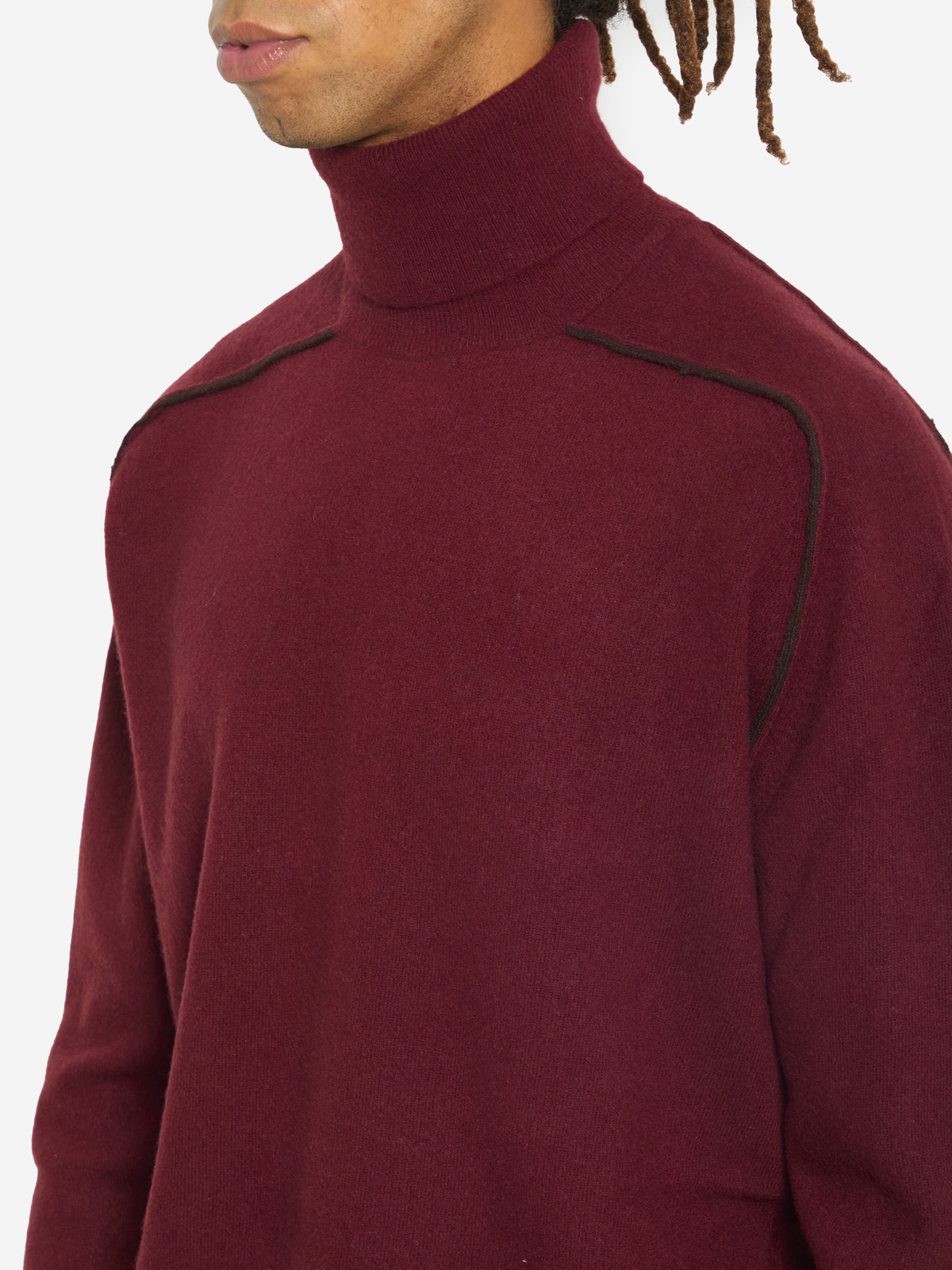 Maison Margiela Men's Virgin Wool Turtleneck in Bordeaux