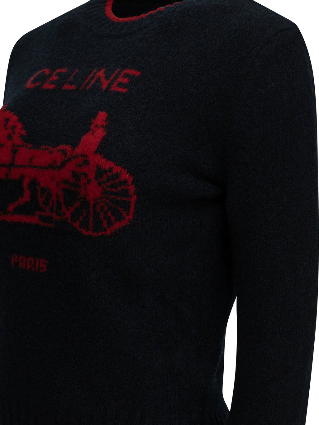 Celine Women's Caleche Intarsia Wool Sweater in Blue