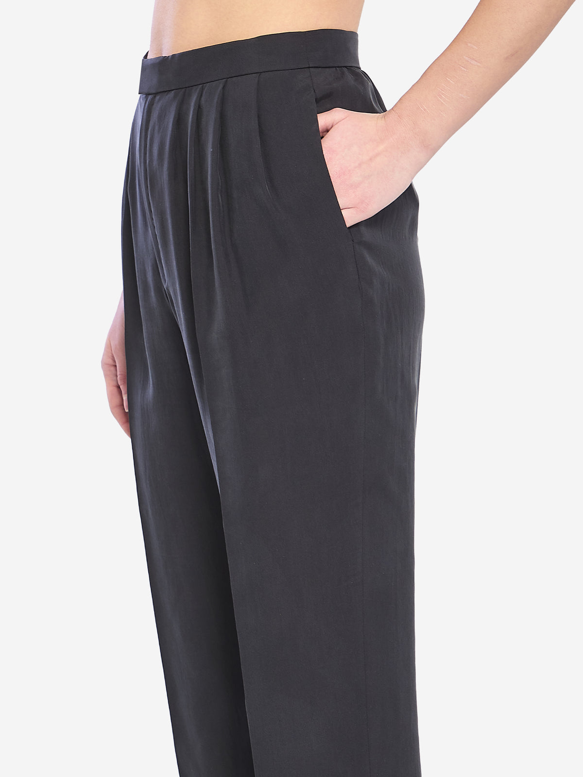 Saint Laurent Women's Habotai Silk Pants in Black