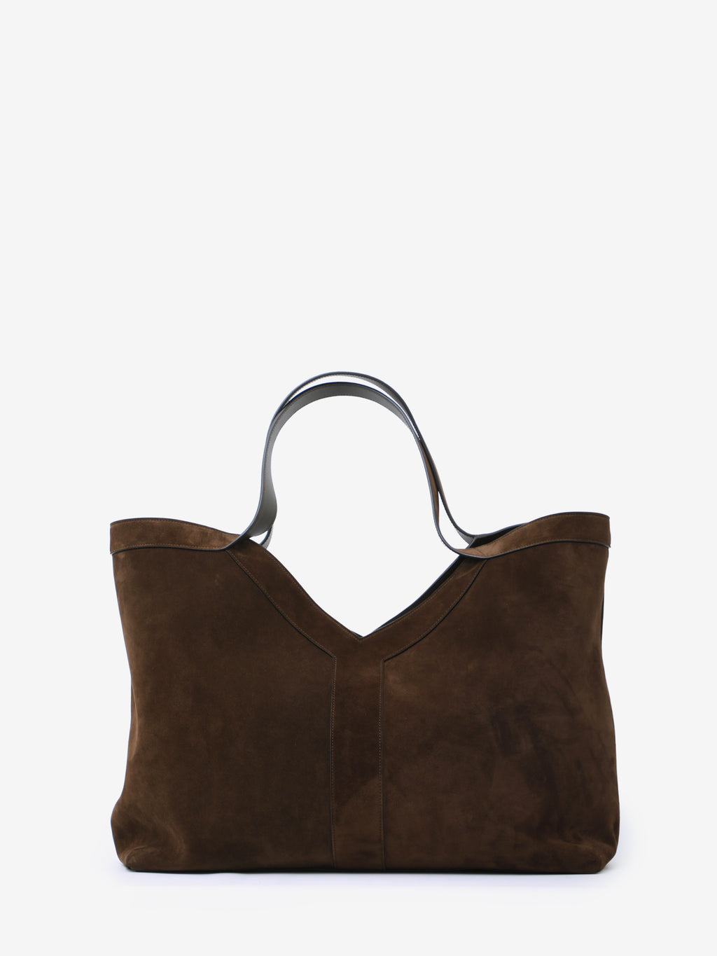 Saint Laurent Men's Large Y Tote Bag in Suede in Brown