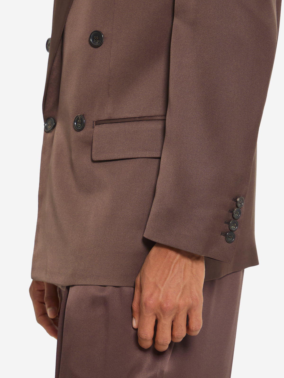 Saint Laurent Men's Silk Satin Jacket in Brown