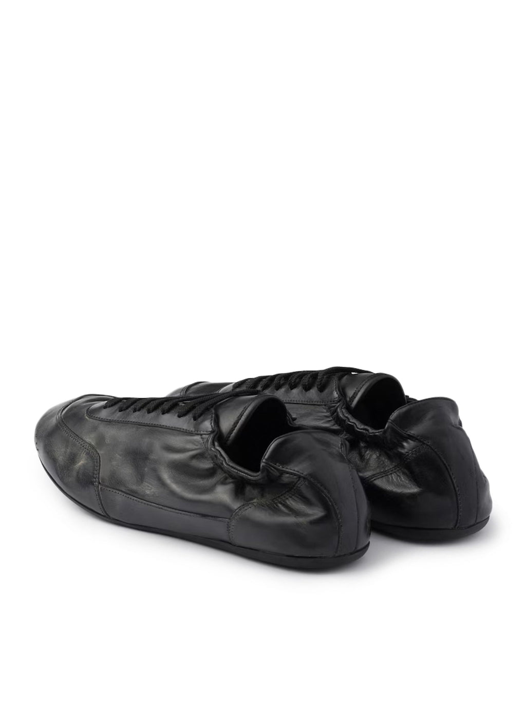 Prada Men's COLLAPSE LEATHER SNEAKERS in Black