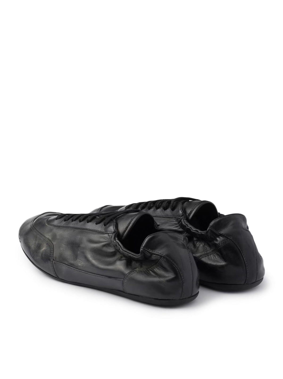 Prada Men's COLLAPSE LEATHER SNEAKERS in Black