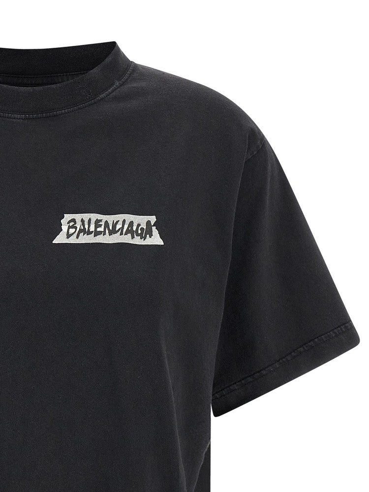 Balenciaga Women's Logo T-Shirt in Black