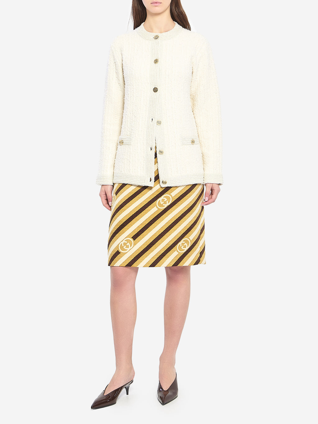 Gucci Women's Diagonal GG Longuette Skirt in Brown