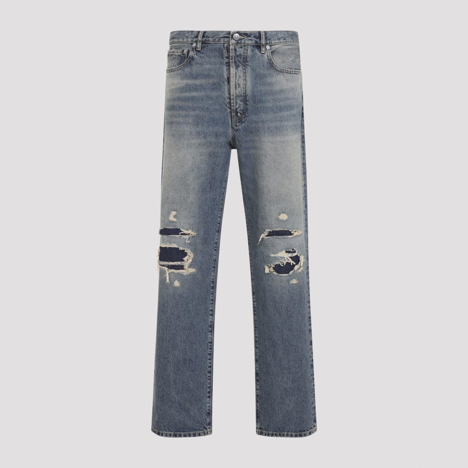Maison Margiela Men's Distressed Denim Trousers in Blue