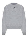 Celine Men's Cashmere Crew-Neck Sweater with Front Logo in Grey
