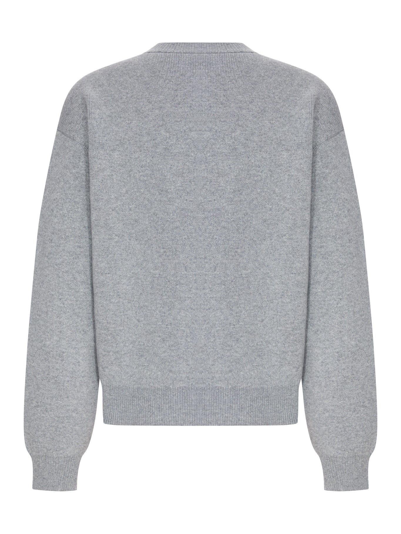 Celine Men's Cashmere Crew-Neck Sweater with Front Logo in Grey