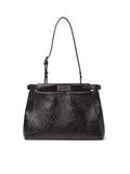 Fendi Women's My Peekaboo Bag in black crackled leather - front view