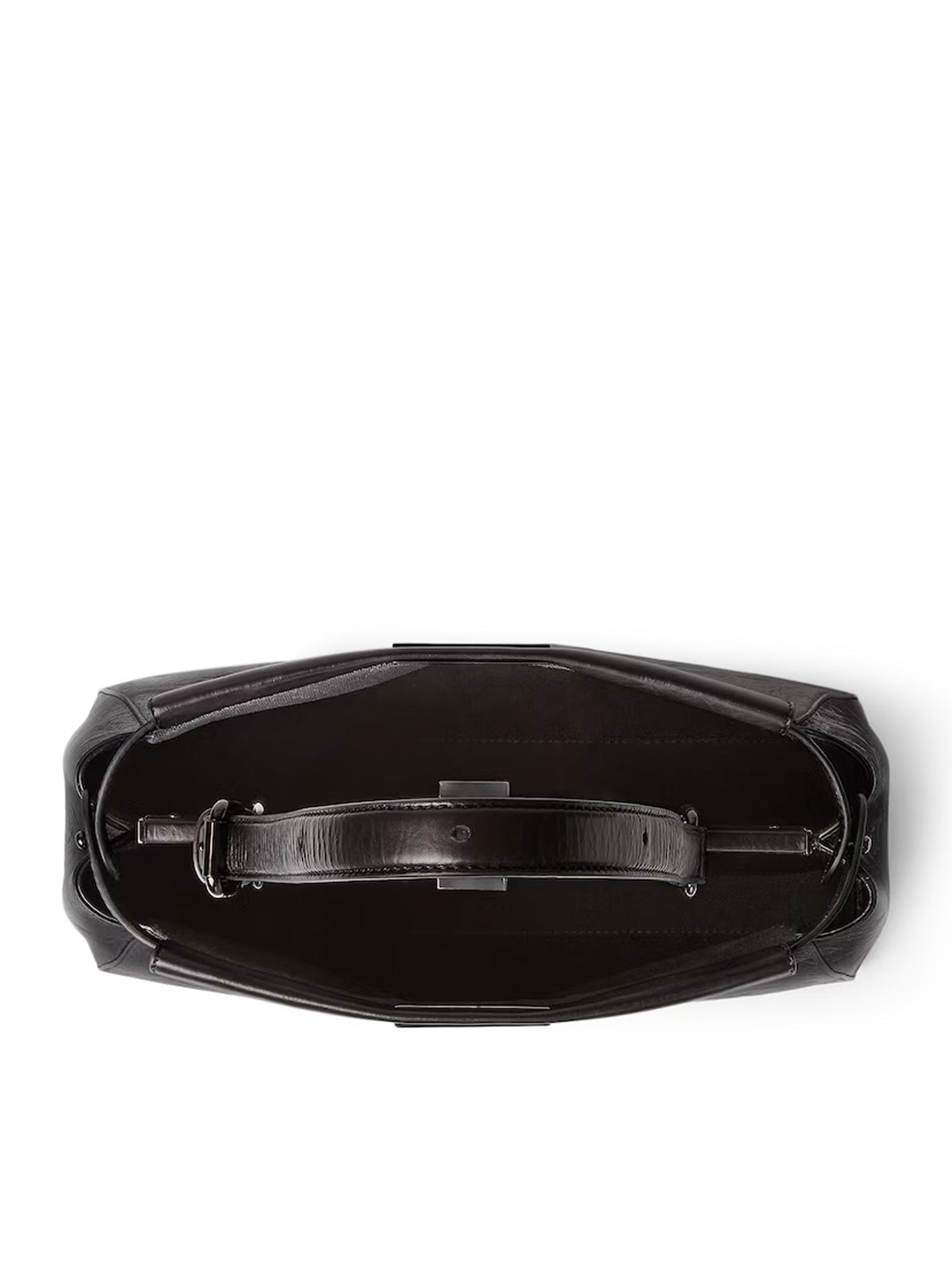 Fendi Women's My Peekaboo Bag in black crackled leather - hardware detail