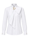 Christian Dior Women's Cotton Poplin Bib Front Blouse in white - front view