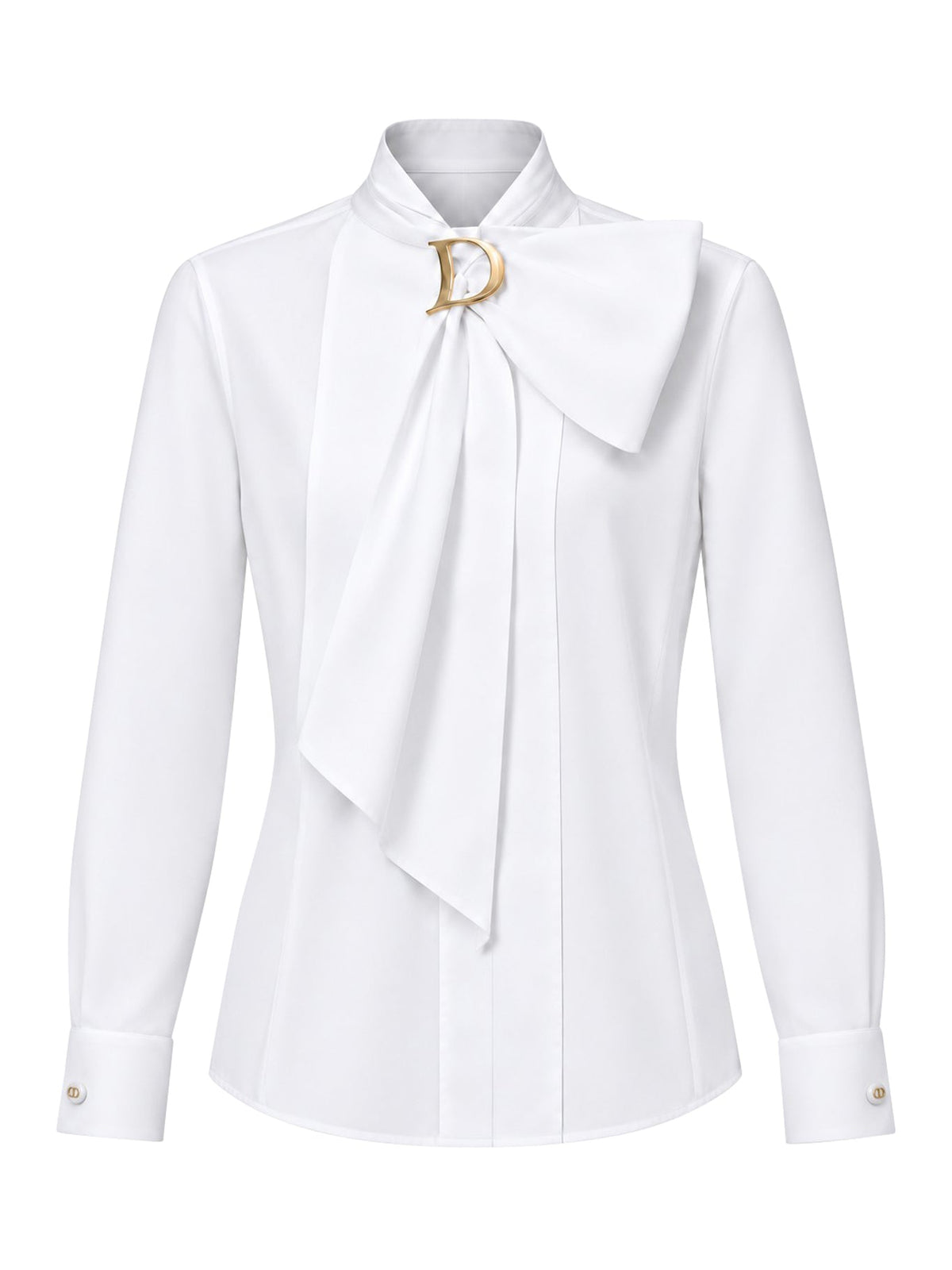 Christian Dior Women's Cotton Poplin Bib Front Blouse in white - front view
