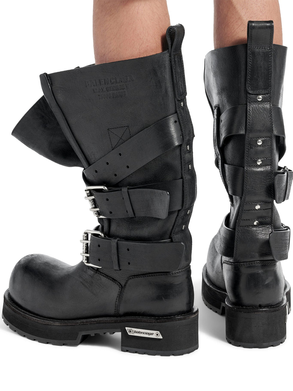 Balenciaga Men's Venom High Boots in Black Calfskin