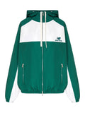 Miu Miu Women's x New Balance Poplin Windbreaker in green and white - front view