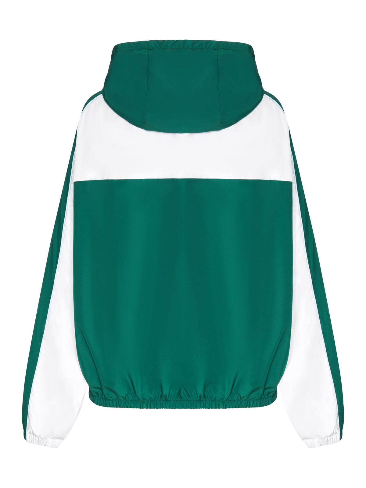 Miu Miu Women's x New Balance Poplin Windbreaker in green and white - back view