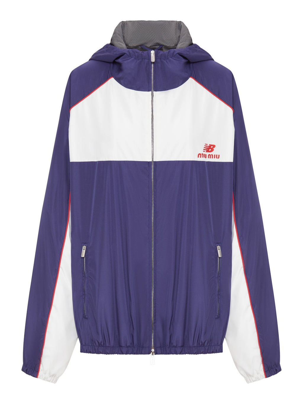 Miu Miu Women's x New Balance Poplin Windbreaker in blue - front view