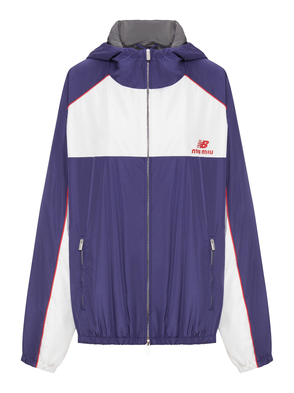 Miu Miu Women's x New Balance Poplin Windbreaker in blue - front view