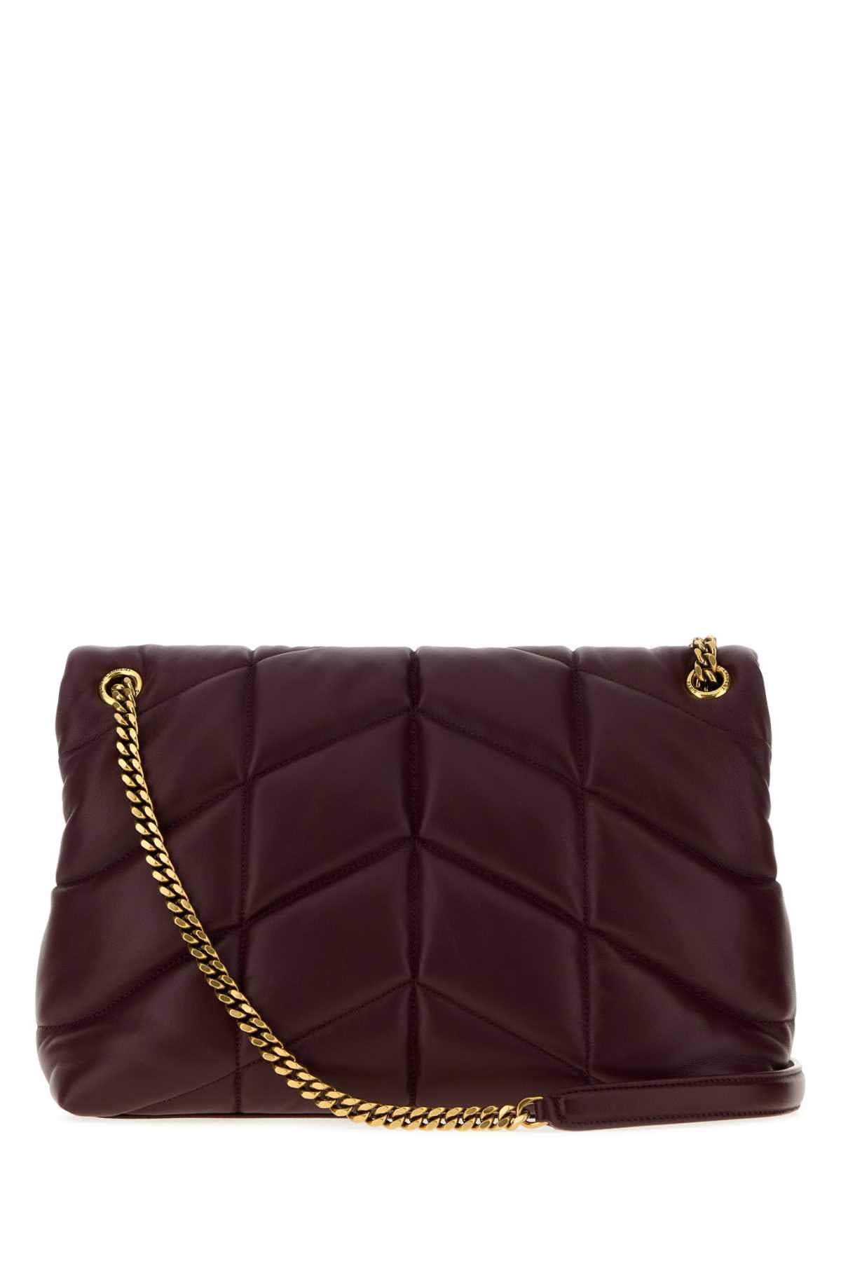 Saint Laurent Women's Puffer Bag Lambskin in Burgundy - view 3