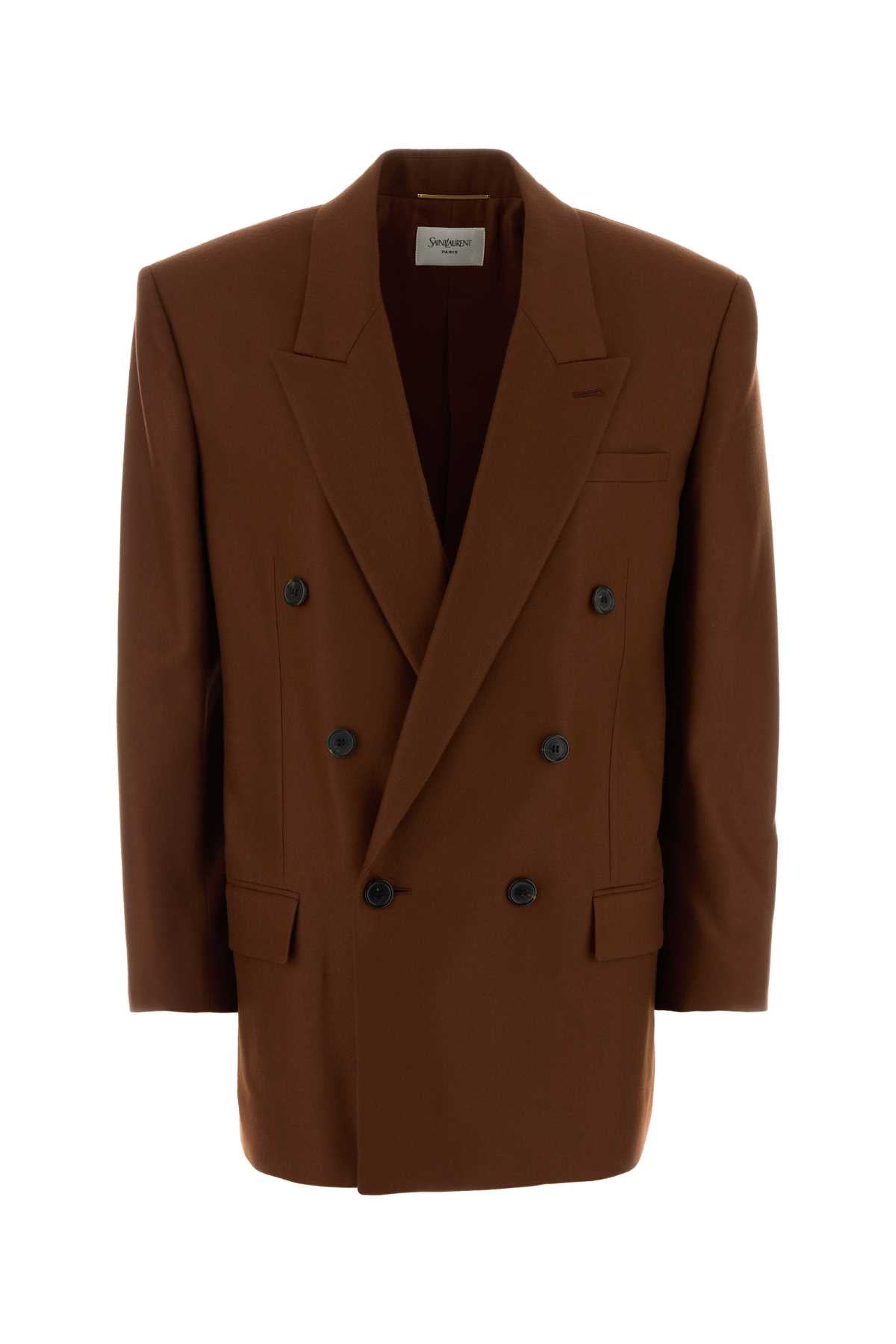 Saint Laurent Women's Cashmere Jacket Silk in Brown - view 1