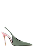 Saint Laurent Women's Loredana Pumps Leather in Green/Pink - view 1