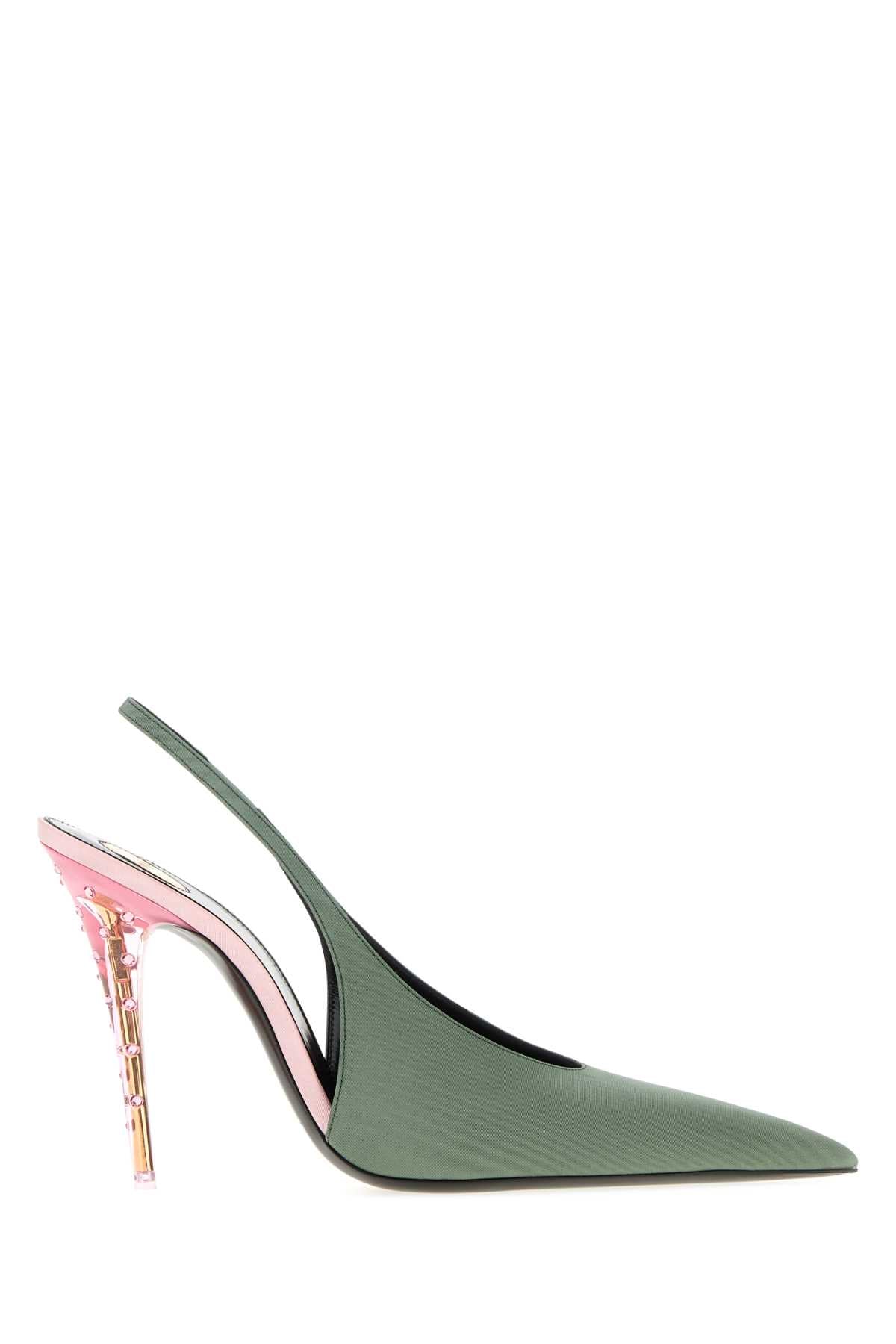 Saint Laurent Women's Loredana Pumps Leather in Green/Pink - view 1