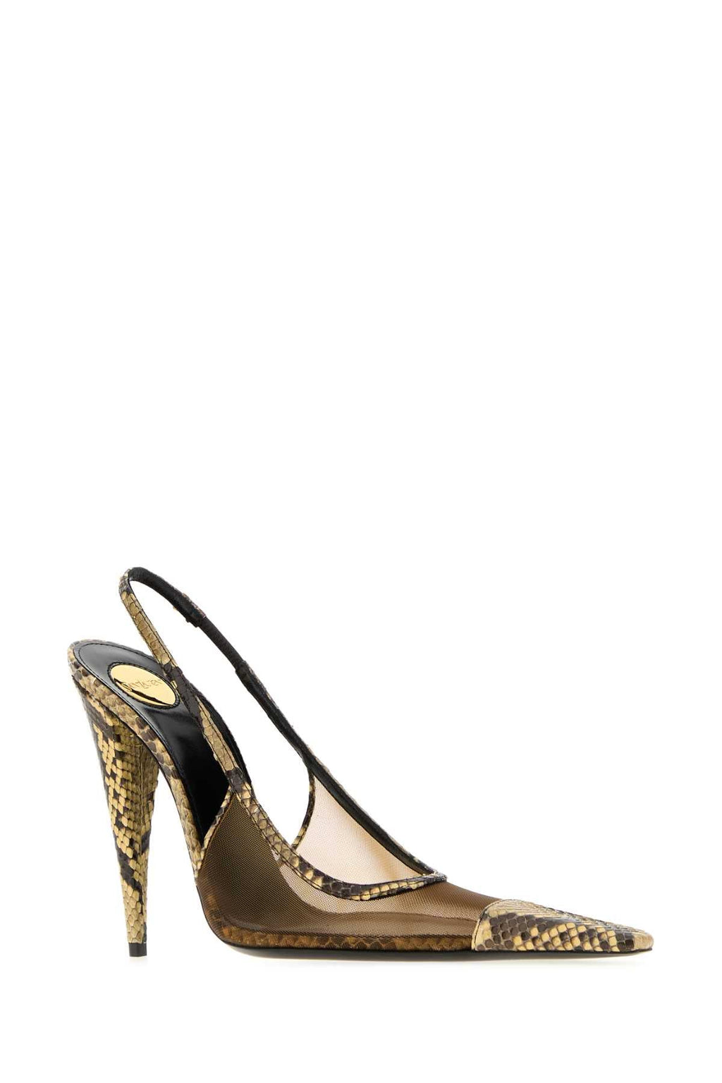 Saint Laurent Women's Nefer 110 Pumps Lambskin in Gold - view 2