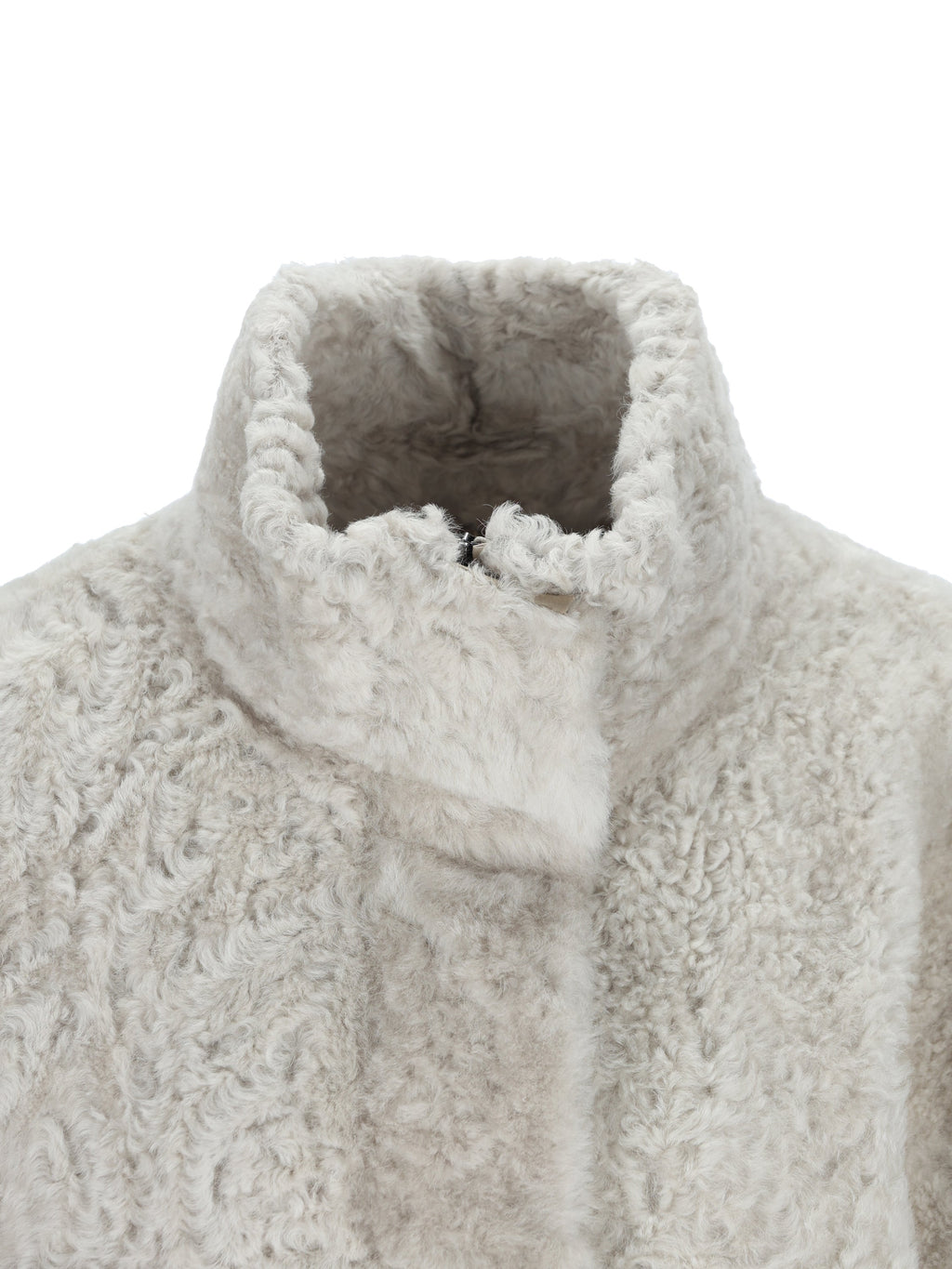 Brunello Cucinelli Women's Fuzzy Shearling Jacket in Grey