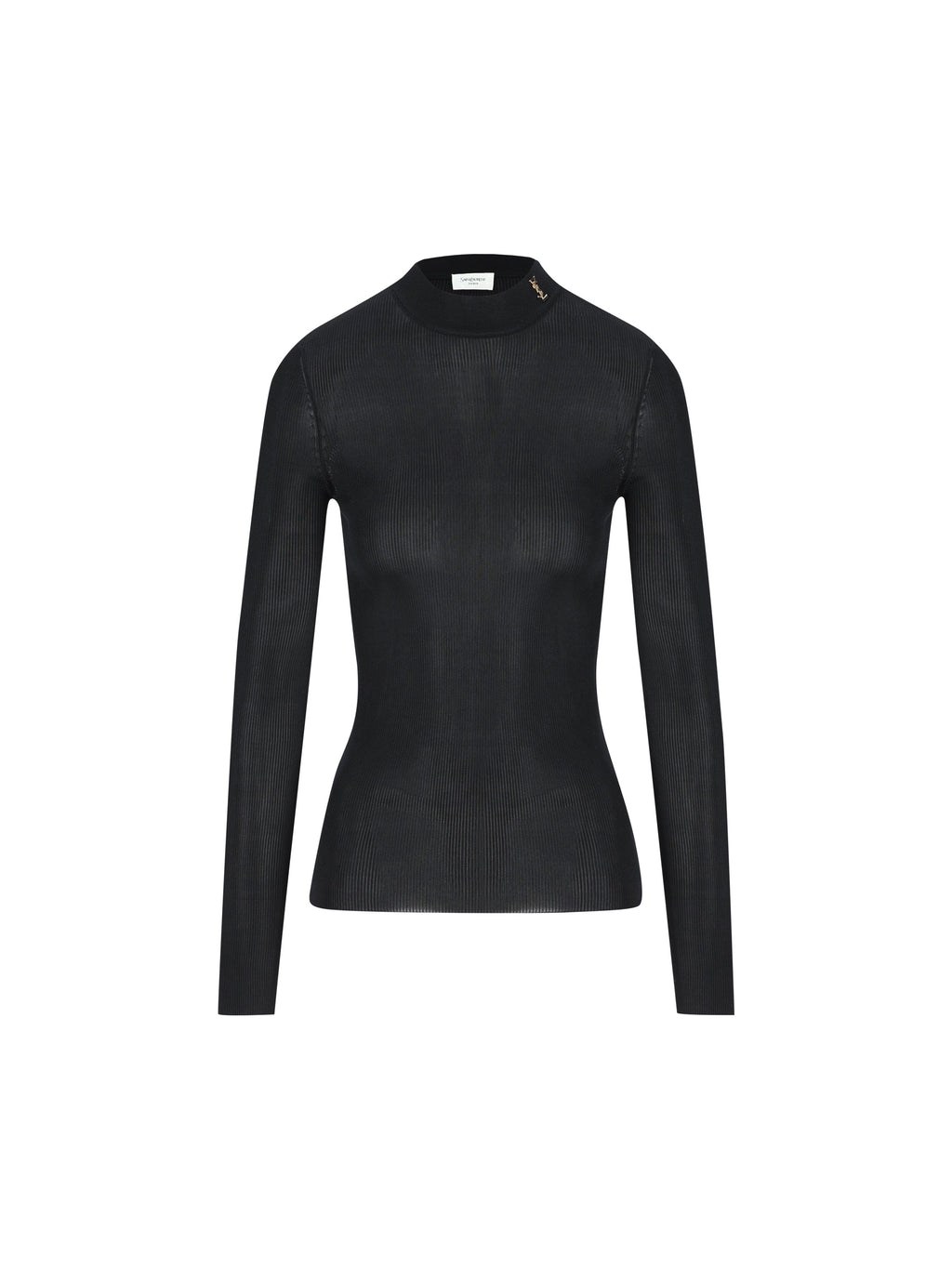 Saint Laurent Women's Silk Ribbed Pullover in Black