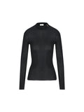 Saint Laurent Women's Silk Ribbed Pullover in Black