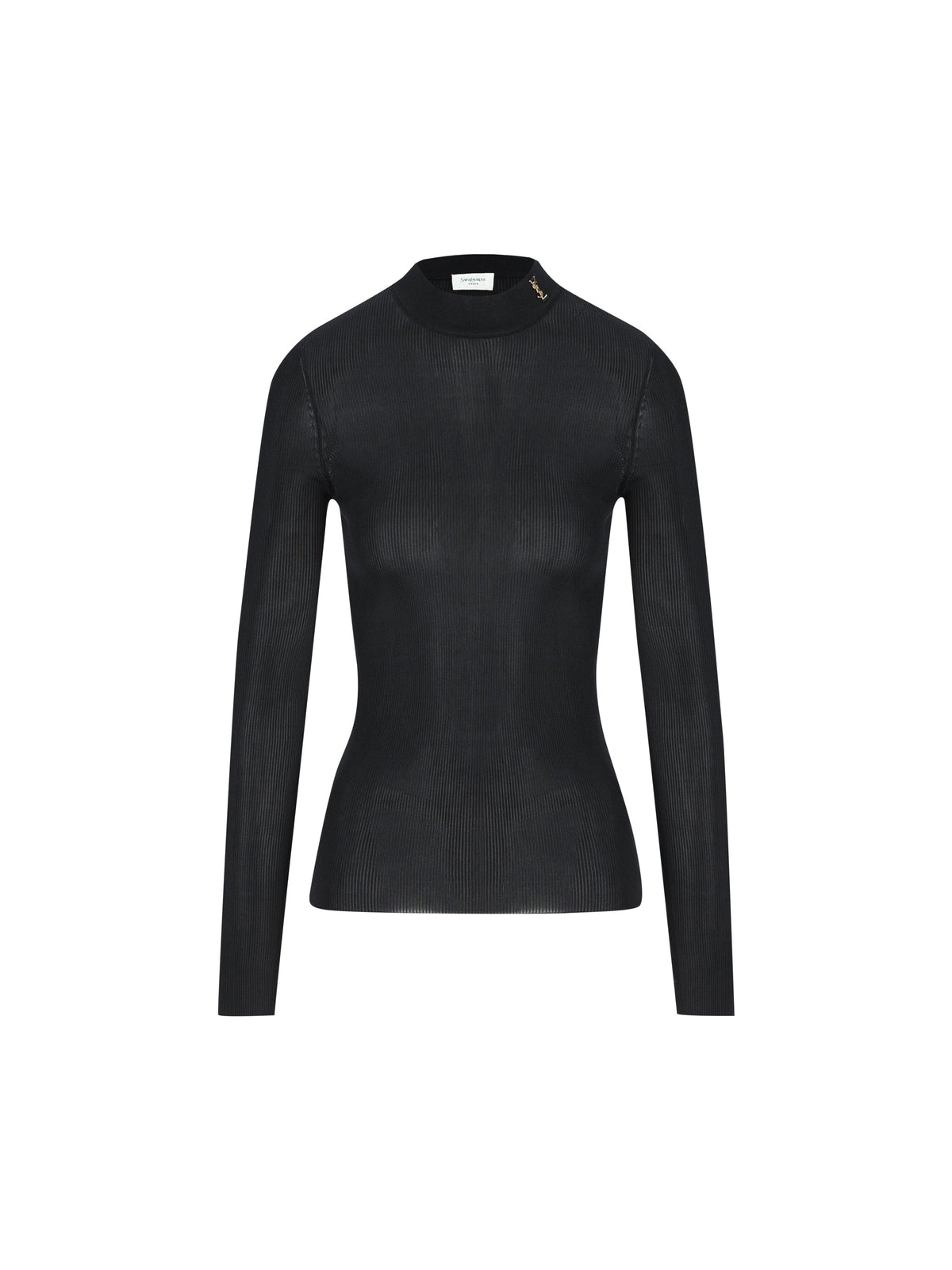 Saint Laurent Women's Silk Ribbed Pullover in Black