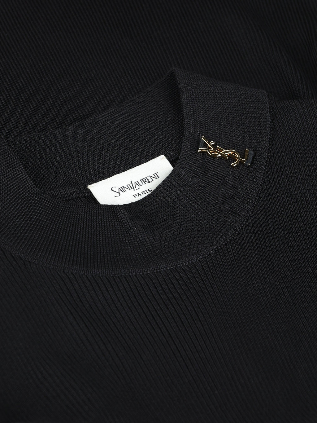 Saint Laurent Women's Silk Ribbed Pullover in Black