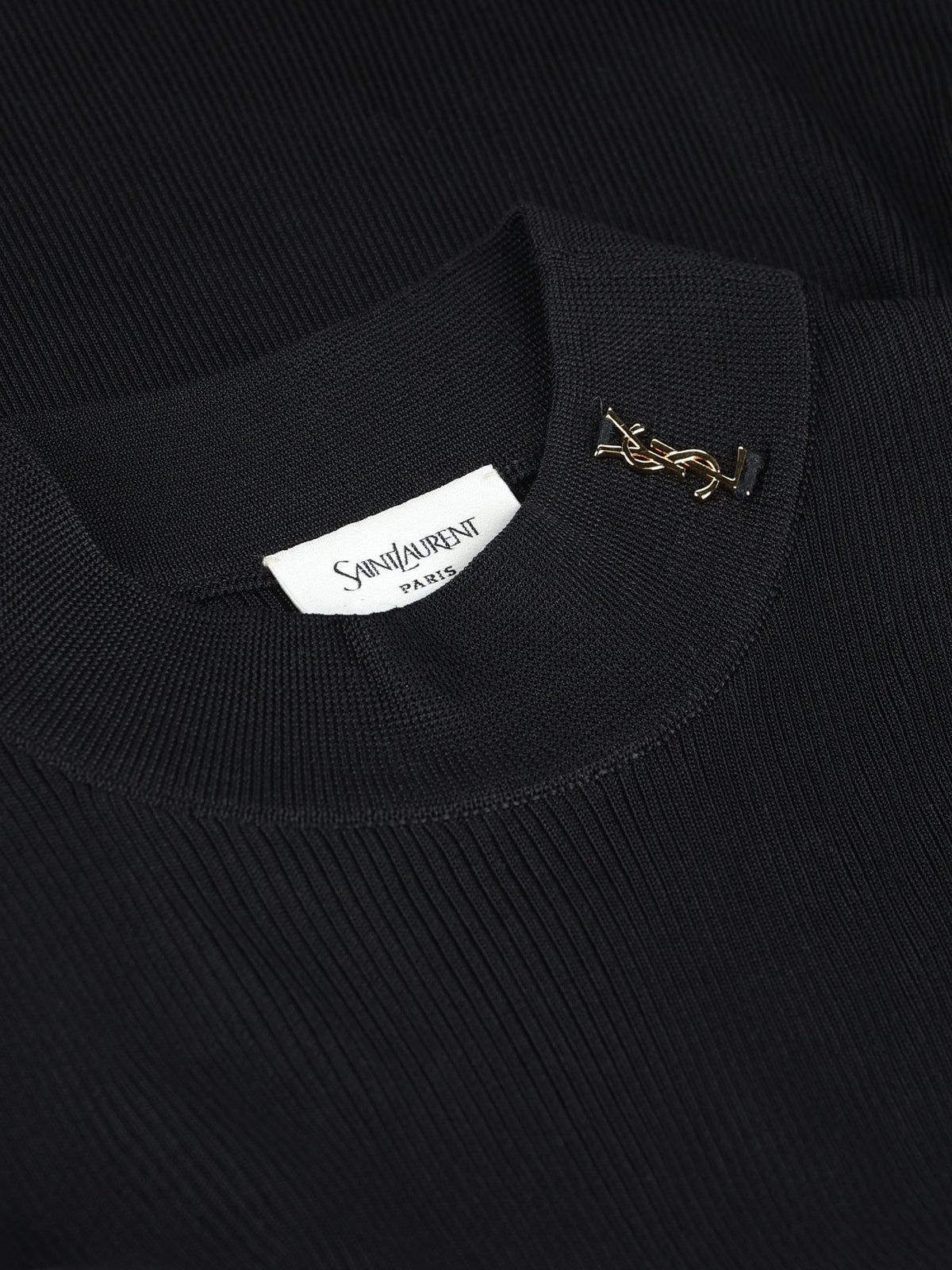 Saint Laurent Women's Silk Ribbed Pullover in Black