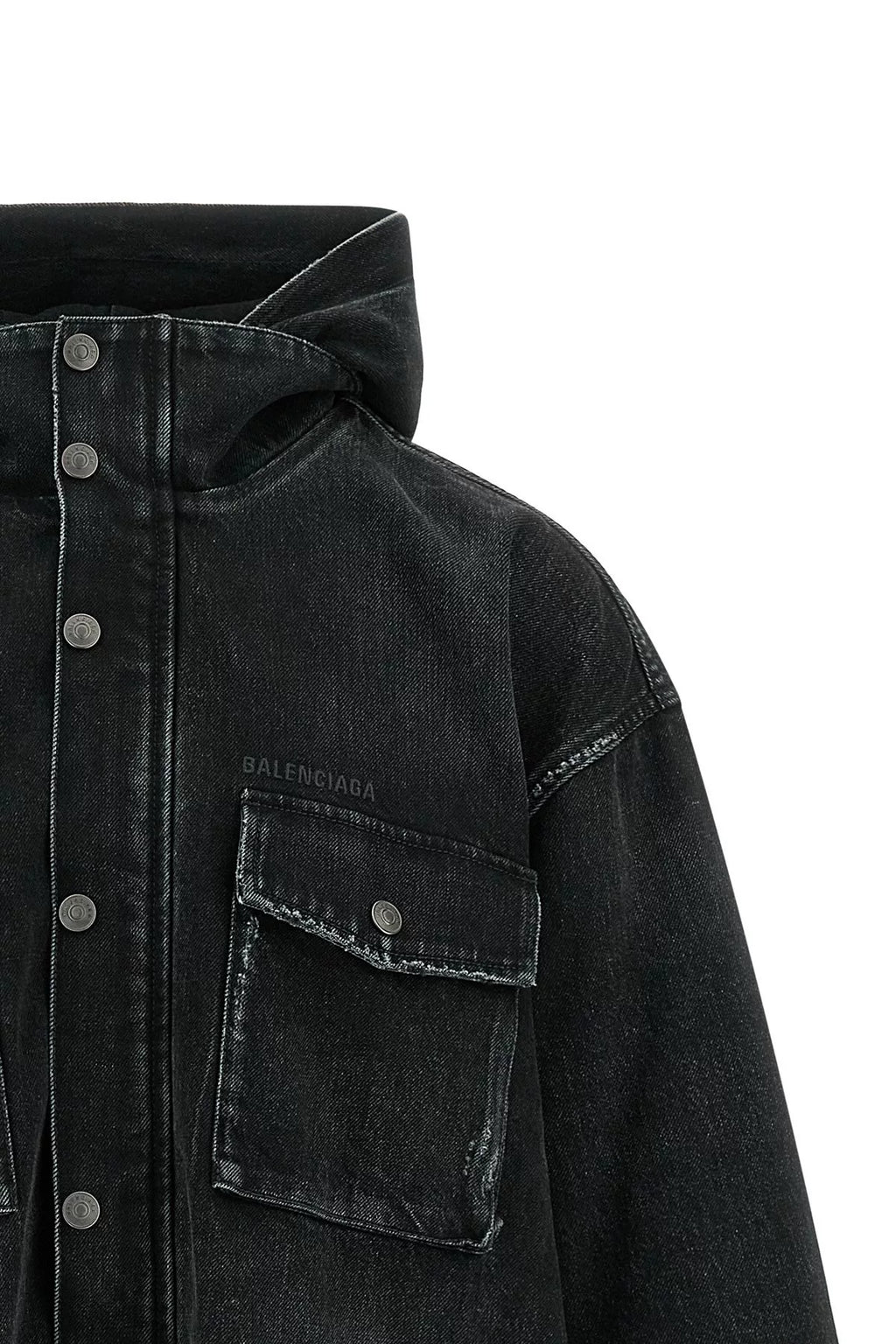 BALENCIAGA Men's Washed Denim Jacket in Blue