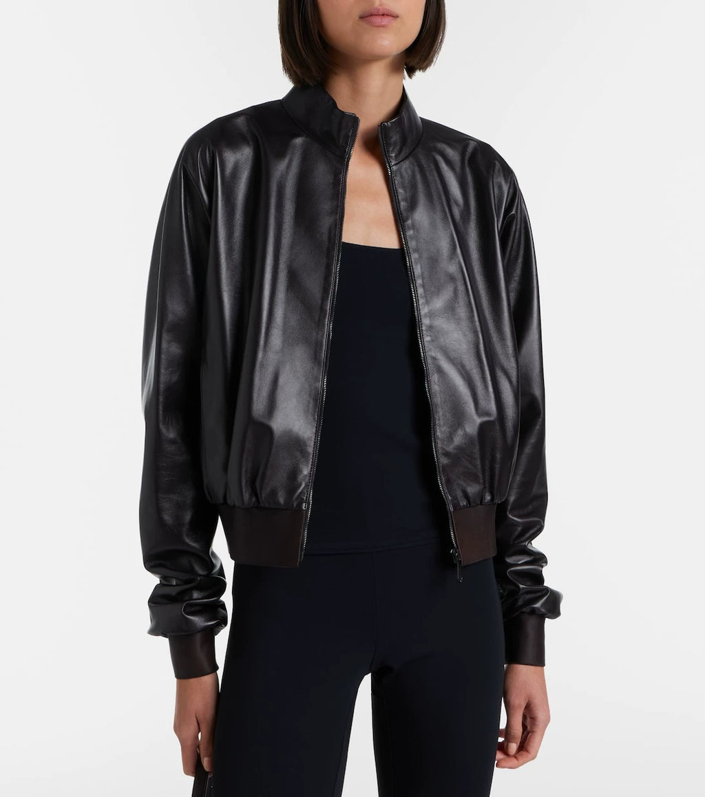 Gucci Women's Leather Jacket in Brown