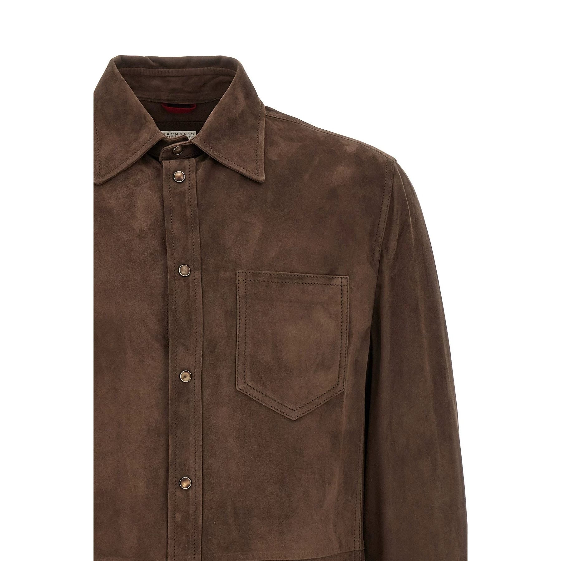 Brunello Cucinelli Men's Leather Jacket in Brown