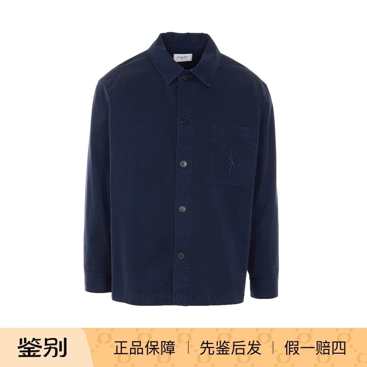 Saint Laurent Men's YSL Jacket in Blue