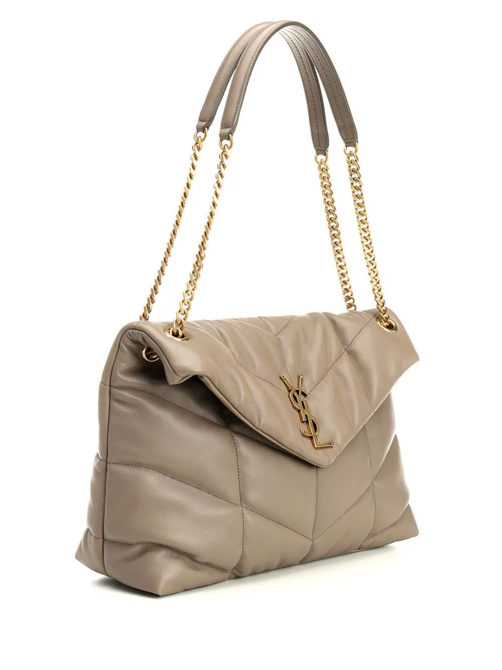 Saint Laurent Women's YSL Loulou Puffer Medium Shoulder Bag in Grey