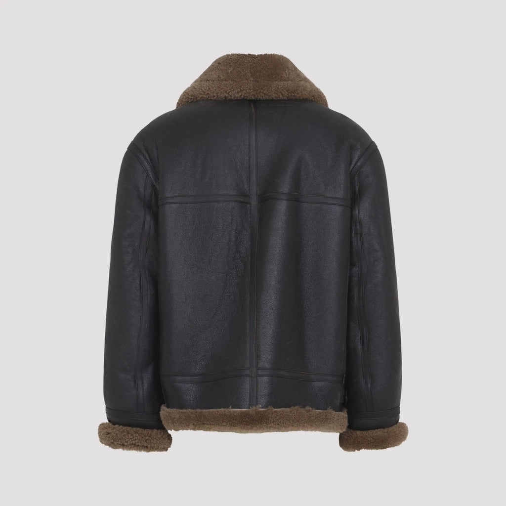 Saint Laurent Men's YSL Leather Jacket in Black