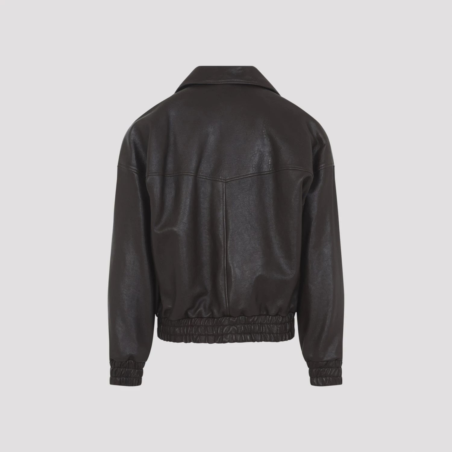 Saint Laurent Men's YSL Leather Jacket in Brown