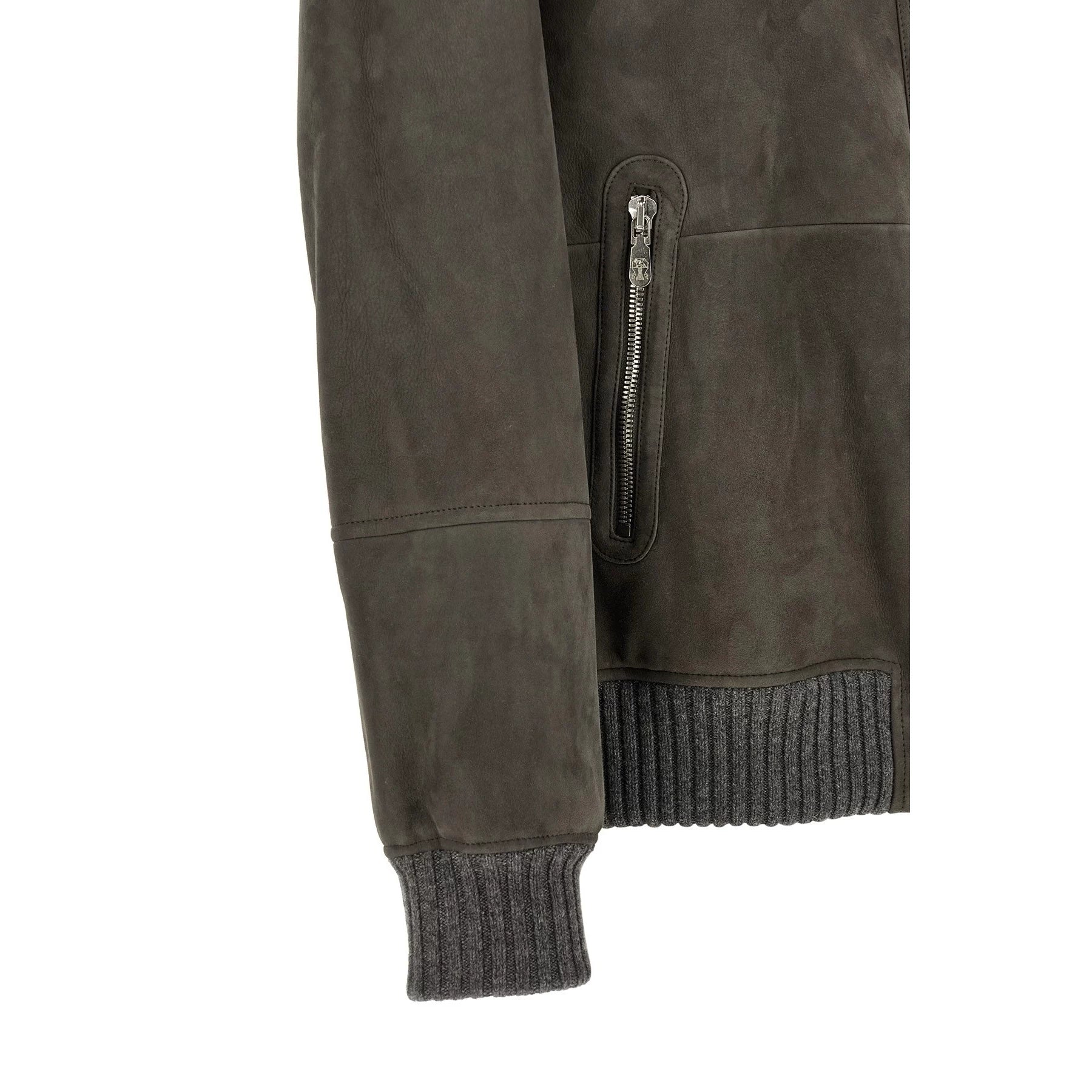 Brunello Cucinelli Men's Leather Jacket in Grey