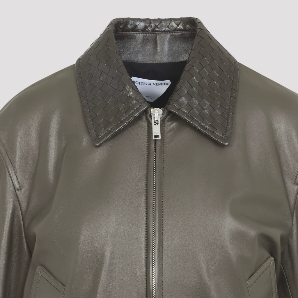 Bottega Veneta Women's Leather Jacket in Green
